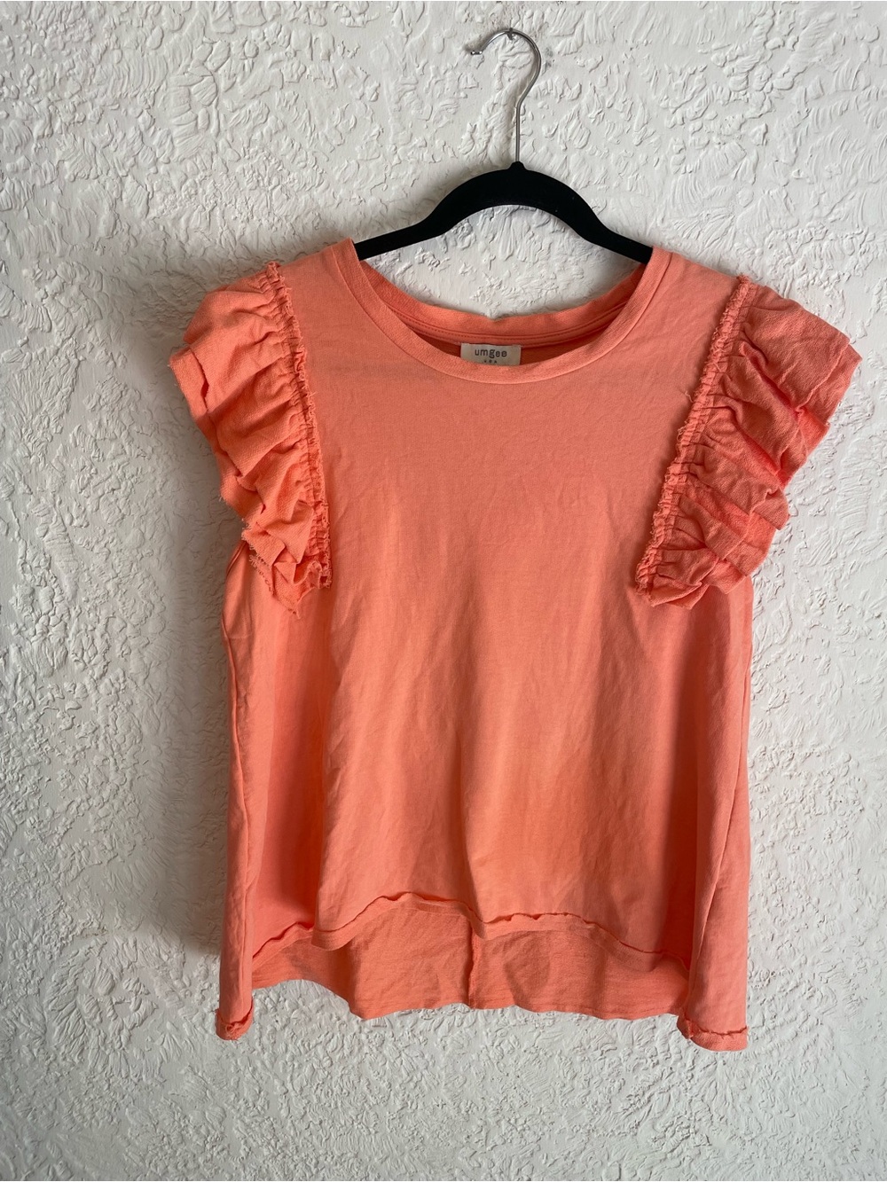 Umgee Coral Ruffle Shoulder Top